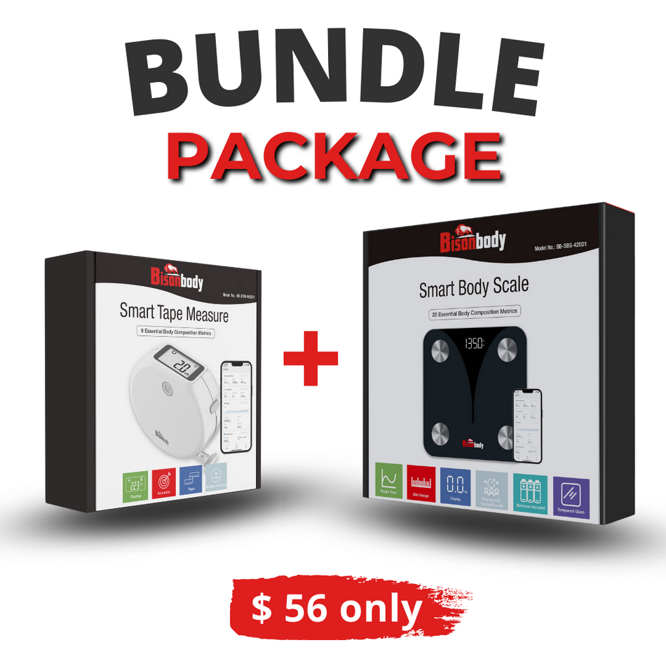 Bundle - Bisonbody Smart Body Scale 20 Body Metrics Measurement + Smart Body Tape Measure