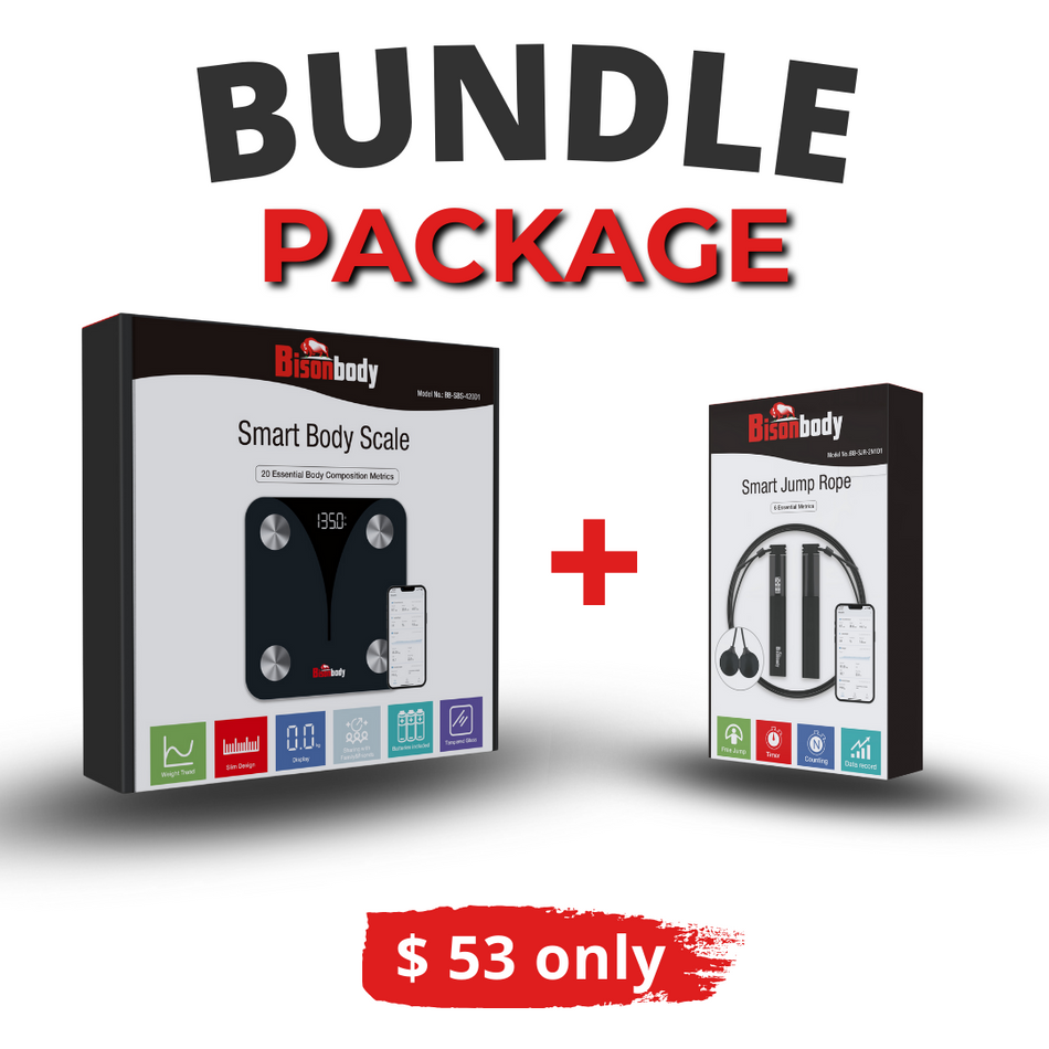 Bundle - Bisonbody Body Scale 20 Body Metrics Measurement + Smart Jump/Skipping Rope