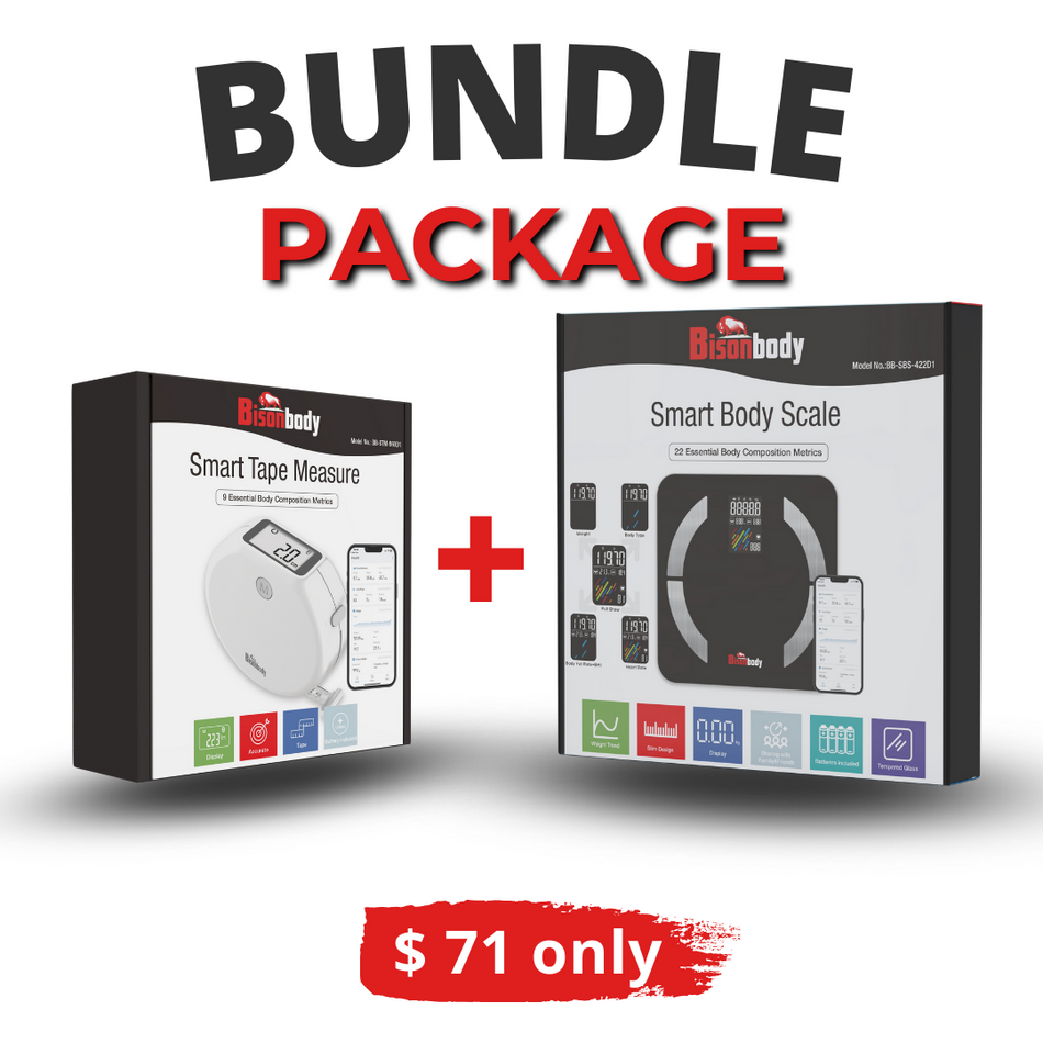 Bundle - Bisonbody Body Scale 22 Body Metrics Measurement + Smart Body Tape Measure