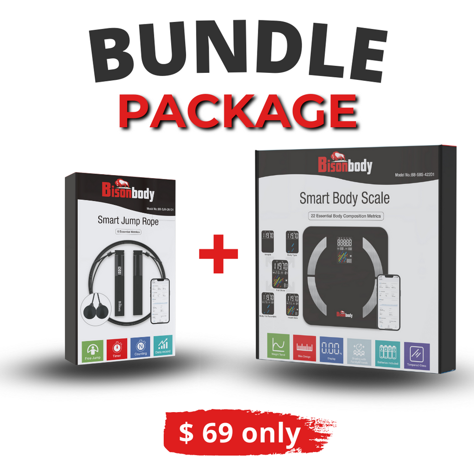 Bundle - Bisonbody Body Scale 22 Body Metrics Measurement + Smart Jump/Skipping Rope