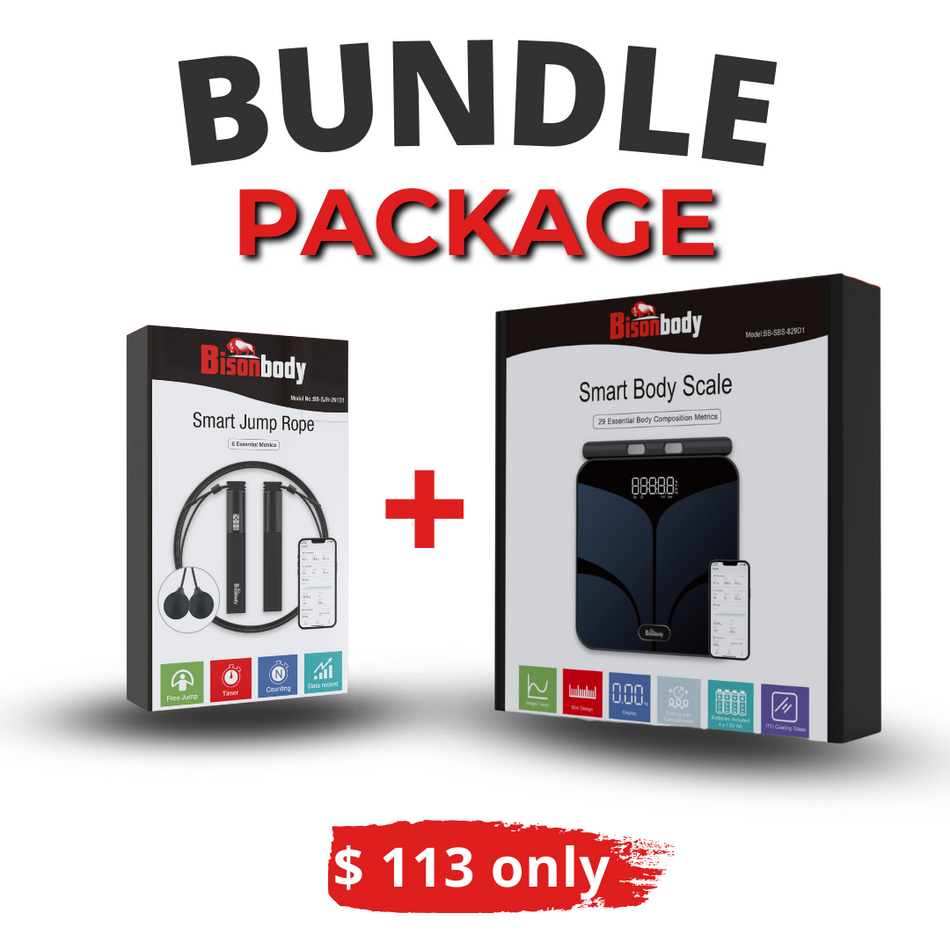 Bundle - Bisonbody Body Scale 29 Body Metrics Measurement + Smart Jump/Skipping Rope