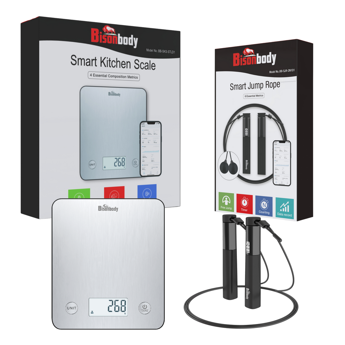 Bundle - Bisonbody Kitchen Scale + Smart Jump/Skipping Rope – BisonBody